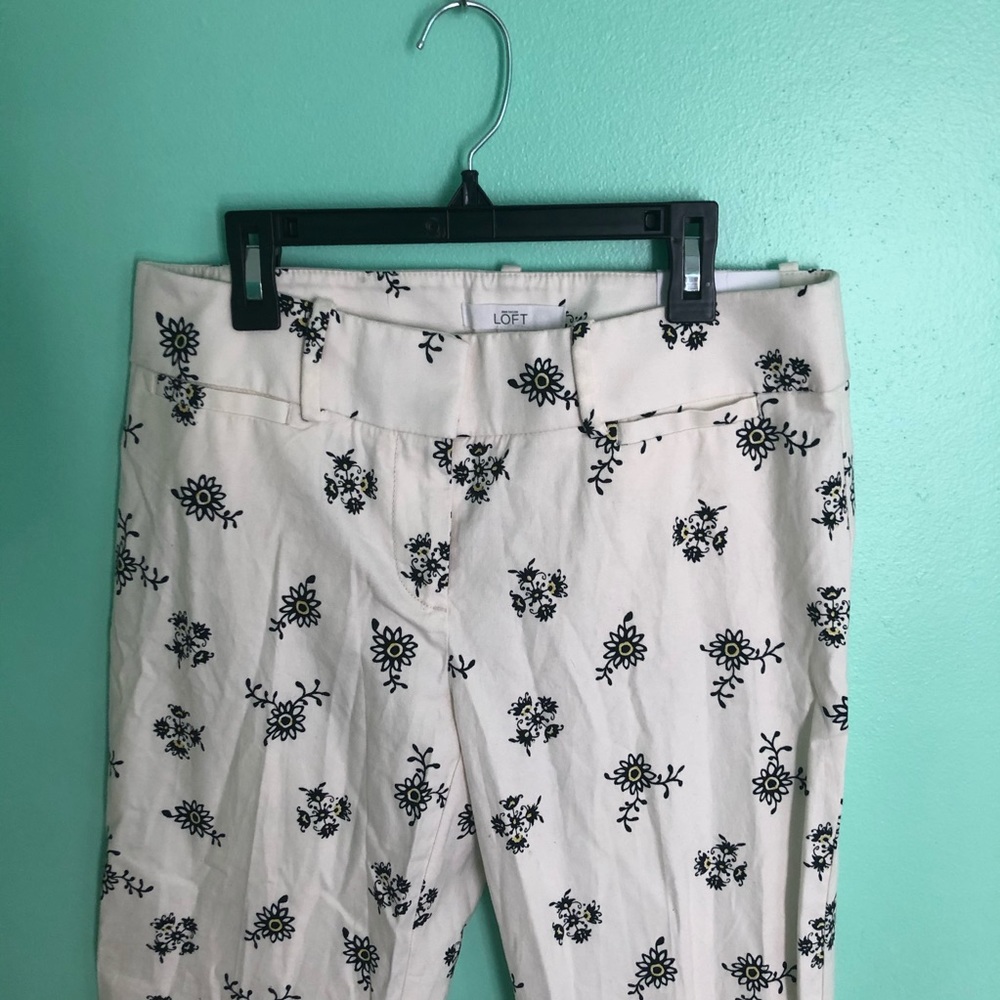 LOFT Riviera Pant Cropped Julie Fit Floral Print